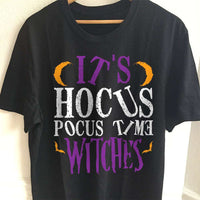 Load image into Gallery viewer, Designs by MyUtopia Shout Out:Hocus Pocus Time Witches Adult Unisex Cotton Short Sleeve T-Shirt,S / Black,Adult Unisex T-Shirt
