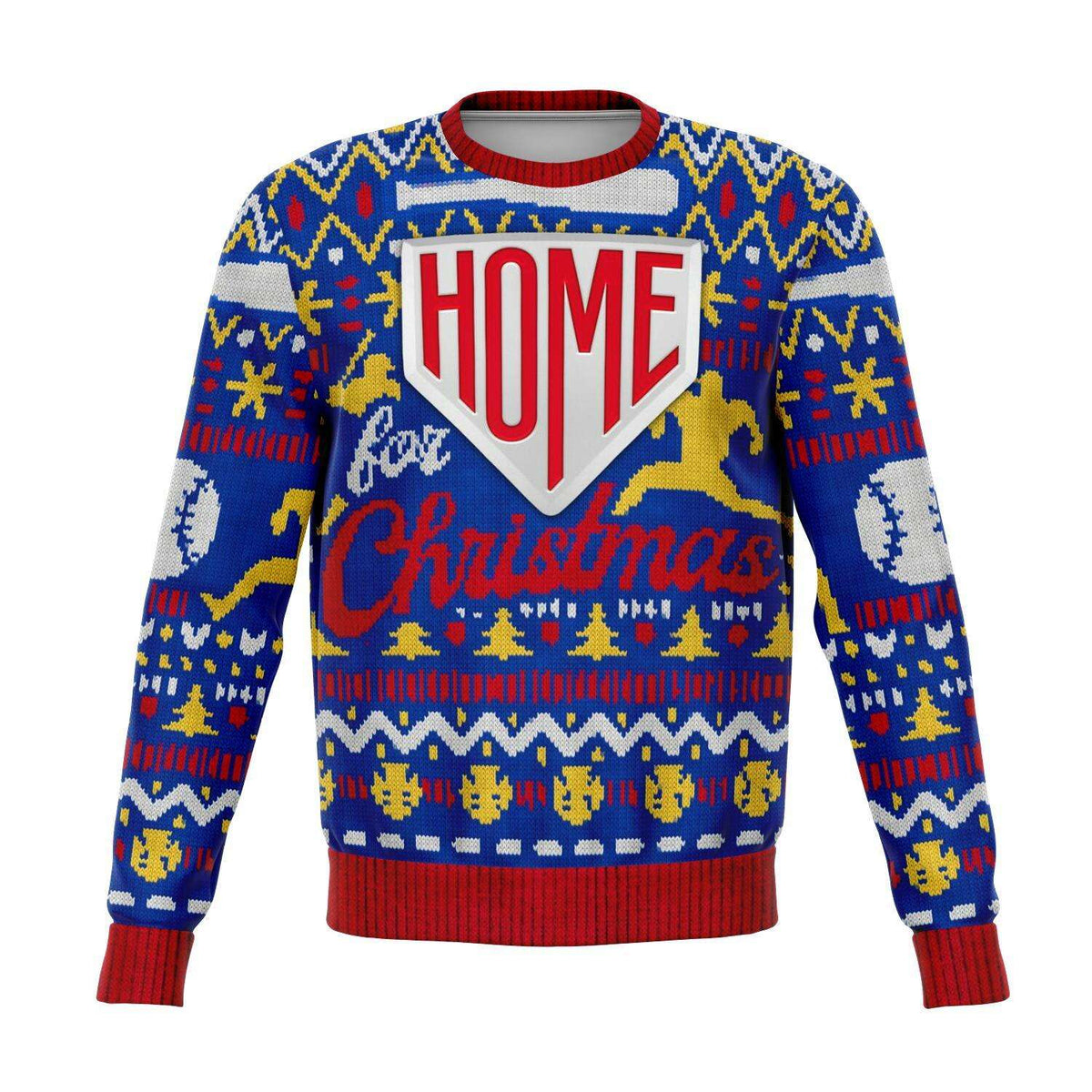 Designs by MyUtopia Shout Out:Home For Christmas Baseball Fan Funny Christmas - Fleece Lined Fashion Sweatshirt,XS / Multi,Fashion Sweatshirt - AOP