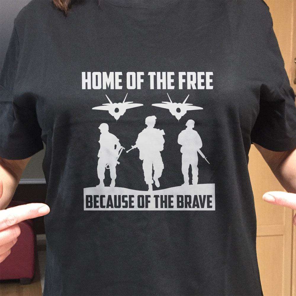 Designs by MyUtopia Shout Out:Home of the Free Because of the Brave Adult Unisex T-Shirt