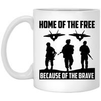 Load image into Gallery viewer, Designs by MyUtopia Shout Out:Home of the Free Because of the Brave Ceramic Coffee Mug - White,11 oz / White,Ceramic Coffee Mug
