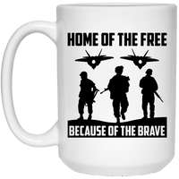 Load image into Gallery viewer, Designs by MyUtopia Shout Out:Home of the Free Because of the Brave Ceramic Coffee Mug - White,15 oz / White,Ceramic Coffee Mug
