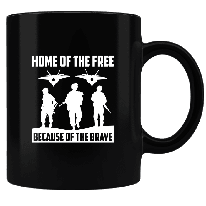 Designs by MyUtopia Shout Out:Home of the Free Because of the Brave Ceramic Coffee Mug,Black,Ceramic Coffee Mug