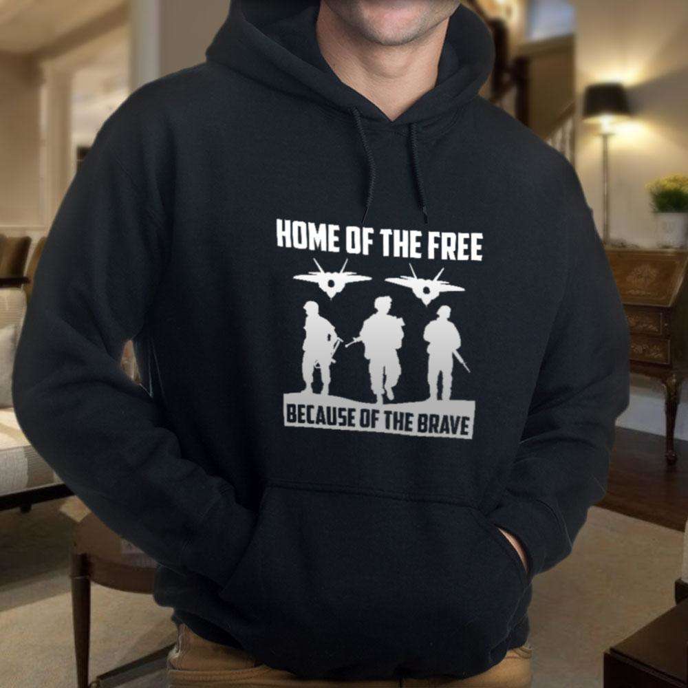 Designs by MyUtopia Shout Out:Home of the Free Because of the Brave Core Fleece Pullover Hoodie