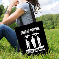 Load image into Gallery viewer, Designs by MyUtopia Shout Out:Home of the Free Because of the Brave Fabric Totebag Reusable Shopping Tote

