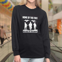 Load image into Gallery viewer, Designs by MyUtopia Shout Out:Home of the Free Because of the Brave Long Sleeve Ultra Cotton T-Shirt
