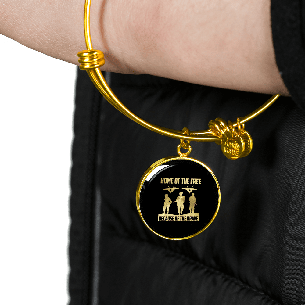 Designs by MyUtopia Shout Out:Home of the Free Because of the Brave Personalized Engravable Keepsake Bangle Bracelet