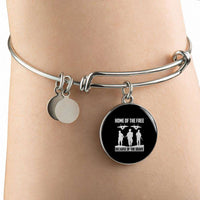 Load image into Gallery viewer, Designs by MyUtopia Shout Out:Home of the Free Because of the Brave Personalized Engravable Keepsake Bangle Bracelet
