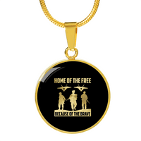 Load image into Gallery viewer, Designs by MyUtopia Shout Out:Home of the Free Because of the Brave Personalized Engravable Keepsake Necklace,Gold / No,Necklace
