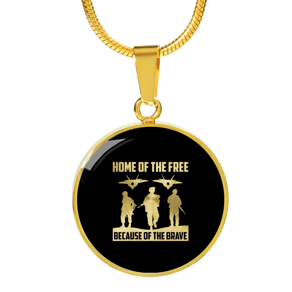 Designs by MyUtopia Shout Out:Home of the Free Because of the Brave Personalized Engravable Keepsake Necklace,Gold / No,Necklace