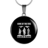 Load image into Gallery viewer, Designs by MyUtopia Shout Out:Home of the Free Because of the Brave Personalized Engravable Keepsake Necklace,Silver / No,Necklace
