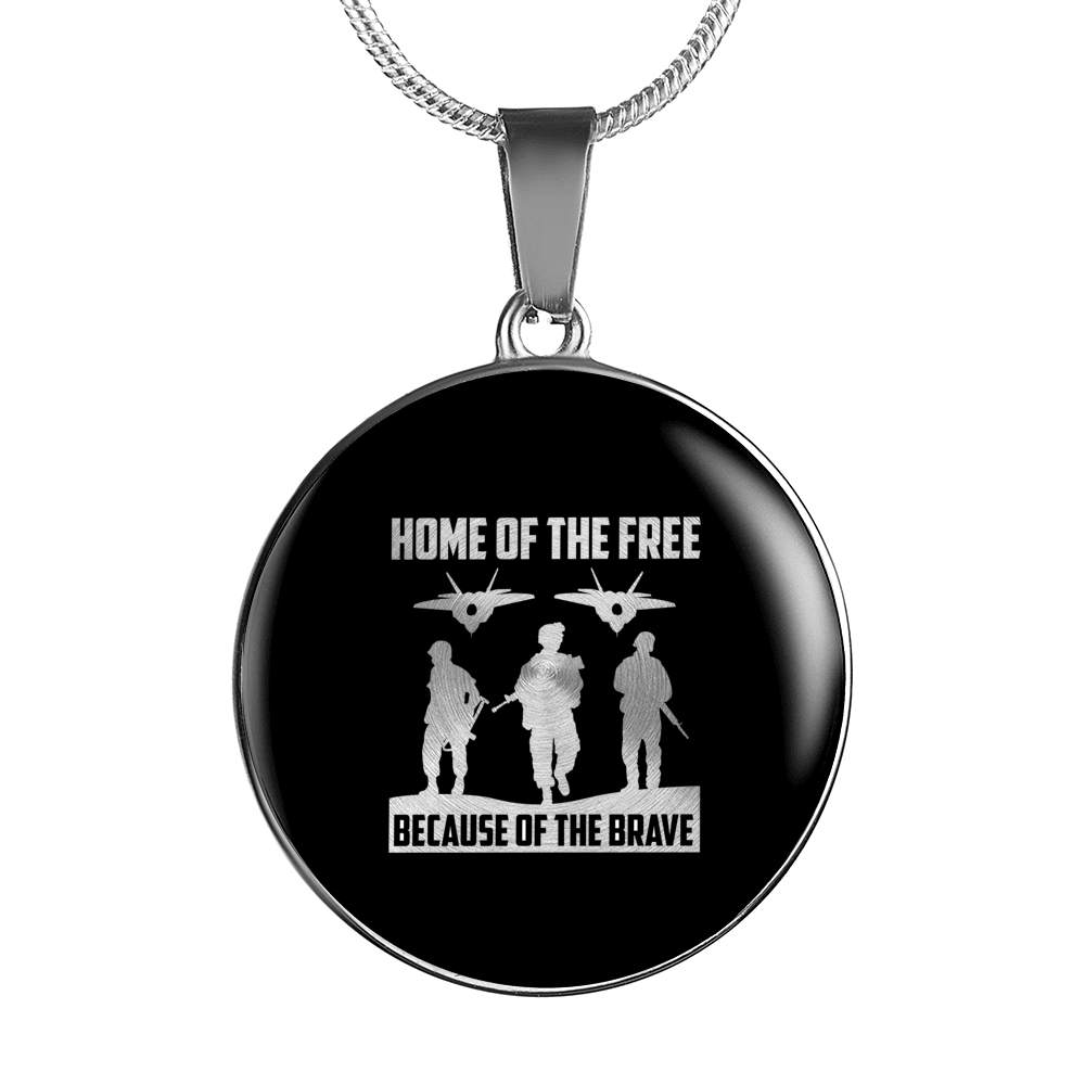 Designs by MyUtopia Shout Out:Home of the Free Because of the Brave Personalized Engravable Keepsake Necklace,Silver / No,Necklace