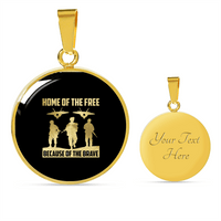 Load image into Gallery viewer, Designs by MyUtopia Shout Out:Home of the Free Because of the Brave Personalized Engravable Keepsake Necklace,Gold / Yes,Necklace
