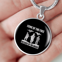 Load image into Gallery viewer, Designs by MyUtopia Shout Out:Home of the Free Because of the Brave Personalized Engravable Keepsake Necklace
