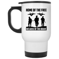 Load image into Gallery viewer, Designs by MyUtopia Shout Out:Home of the Free Because of the Brave Travel Mug,White / One Size,Travel Mug
