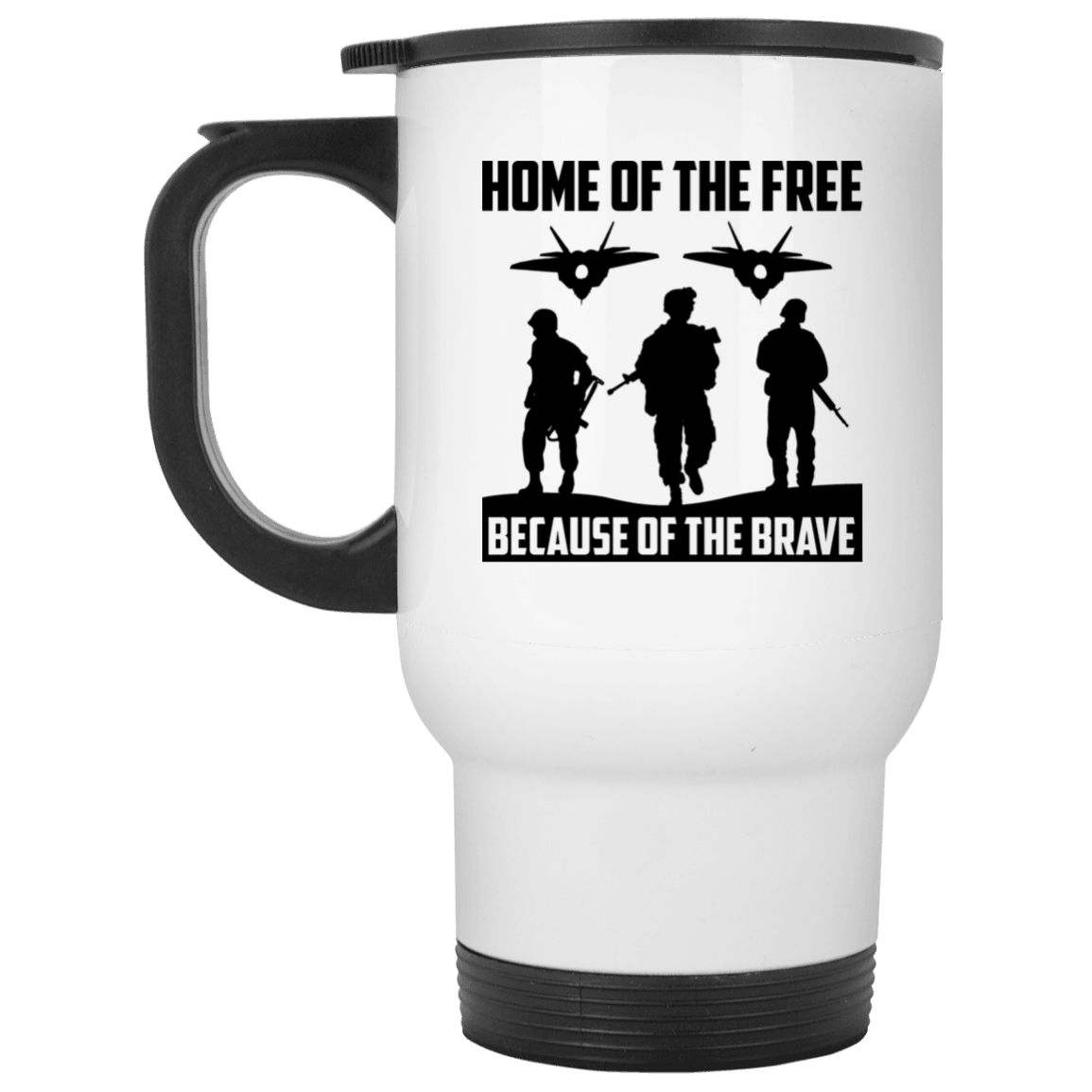Designs by MyUtopia Shout Out:Home of the Free Because of the Brave Travel Mug,White / One Size,Travel Mug