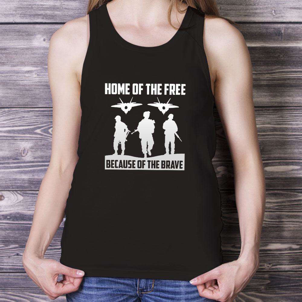 Designs by MyUtopia Shout Out:Home of the Free Because of the Brave Unisex Tank