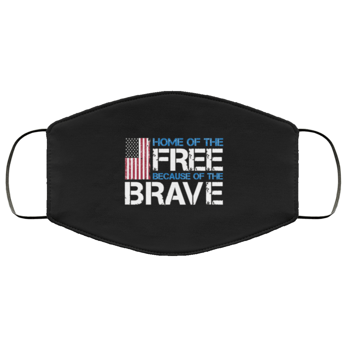 Designs by MyUtopia Shout Out:Home of the Free Because of the Brave US Flag Adult Fabric Face Mask with Elastic Ear Loops,3 Layer Fabric Face Mask / Black / Adult,Fabric Face Mask