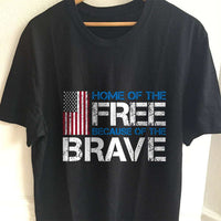 Load image into Gallery viewer, Designs by MyUtopia Shout Out:Home of the Free Because of the Brave US Flag Adult Unisex T-Shirt,S / Black,Adult Unisex T-Shirt

