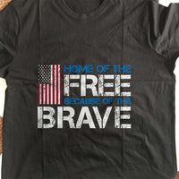 Load image into Gallery viewer, Designs by MyUtopia Shout Out:Home of the Free Because of the Brave US Flag Adult Unisex T-Shirt
