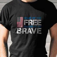 Load image into Gallery viewer, Designs by MyUtopia Shout Out:Home of the Free Because of the Brave US Flag Adult Unisex T-Shirt
