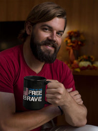 Load image into Gallery viewer, Designs by MyUtopia Shout Out:Home of the Free Because of the Brave US Flag Ceramic Coffee Mug - Black
