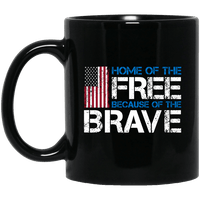 Load image into Gallery viewer, Designs by MyUtopia Shout Out:Home of the Free Because of the Brave US Flag Ceramic Coffee Mug - Black,11 oz / Black,Ceramic Coffee Mug
