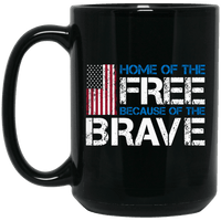 Load image into Gallery viewer, Designs by MyUtopia Shout Out:Home of the Free Because of the Brave US Flag Ceramic Coffee Mug - Black,15 oz / Black,Ceramic Coffee Mug
