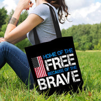Load image into Gallery viewer, Designs by MyUtopia Shout Out:Home of the Free Because of the Brave US Flag Fabric Totebag Reusable Shopping Tote
