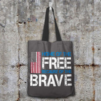 Load image into Gallery viewer, Designs by MyUtopia Shout Out:Home of the Free Because of the Brave US Flag Fabric Totebag Reusable Shopping Tote,Grey,Reusable Fabric Shopping Tote Bag
