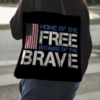 Load image into Gallery viewer, Designs by MyUtopia Shout Out:Home of the Free Because of the Brave US Flag Fabric Totebag Reusable Shopping Tote
