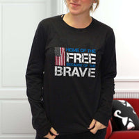 Load image into Gallery viewer, Designs by MyUtopia Shout Out:Home of the Free Because of the Brave US Flag Long Sleeve Ultra Cotton T-Shirt
