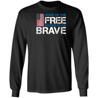 Load image into Gallery viewer, Designs by MyUtopia Shout Out:Home of the Free Because of the Brave US Flag Long Sleeve Ultra Cotton T-Shirt,Black / S,Long Sleeve T-Shirts
