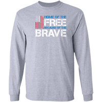 Load image into Gallery viewer, Designs by MyUtopia Shout Out:Home of the Free Because of the Brave US Flag Long Sleeve Ultra Cotton T-Shirt,Sport Grey / S,Long Sleeve T-Shirts

