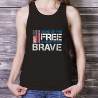 Load image into Gallery viewer, Designs by MyUtopia Shout Out:Home of the Free Because of the Brave US Flag Unisex Tank
