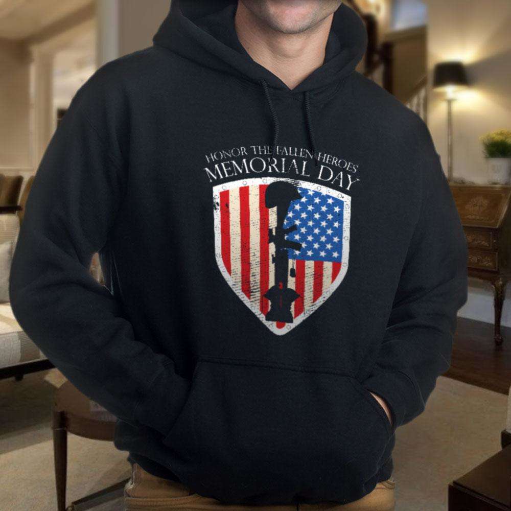 Designs by MyUtopia Shout Out:Honor The Fallen Heroes Core Fleece Pullover Hoodie