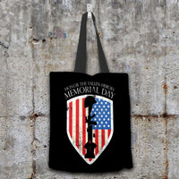 Load image into Gallery viewer, Designs by MyUtopia Shout Out:Honor The Fallen Heroes Fabric Totebag Reusable Shopping Tote,Black,Reusable Fabric Shopping Tote Bag
