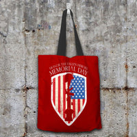 Load image into Gallery viewer, Designs by MyUtopia Shout Out:Honor The Fallen Heroes Fabric Totebag Reusable Shopping Tote,Crimson,Reusable Fabric Shopping Tote Bag
