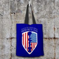 Load image into Gallery viewer, Designs by MyUtopia Shout Out:Honor The Fallen Heroes Fabric Totebag Reusable Shopping Tote,Navy,Reusable Fabric Shopping Tote Bag
