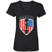 Load image into Gallery viewer, Designs by MyUtopia Shout Out:Honor The Fallen Heroes Ladies&#39; V-Neck T-Shirt,S / Black,Ladies T-Shirts
