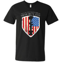 Load image into Gallery viewer, Designs by MyUtopia Shout Out:Honor The Fallen Heroes Men&#39;s Printed V-Neck T-Shirt,S / Black,Adult Unisex Vneck Tee
