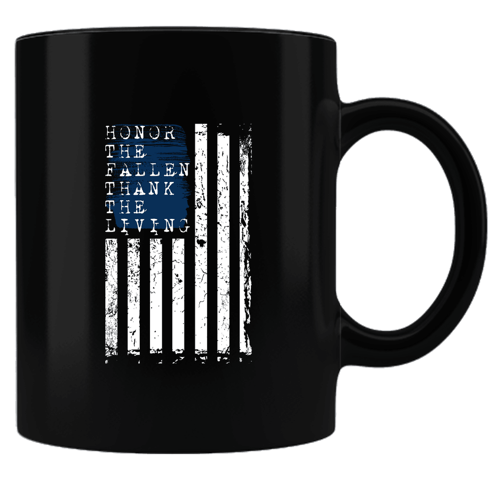 Designs by MyUtopia Shout Out:Honor The Fallen Thank The Living Flag Ceramic Coffee Mug,Black,Ceramic Coffee Mug