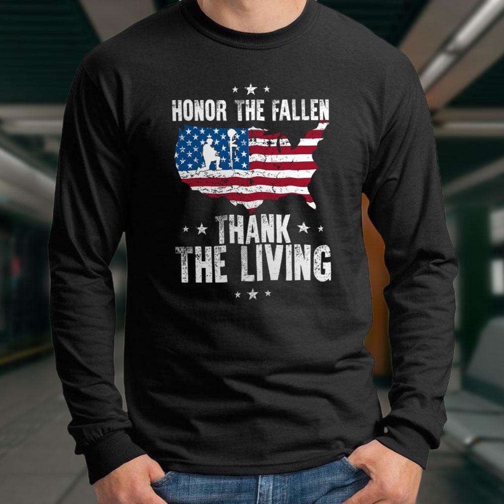 Designs by MyUtopia Shout Out:Honor The Fallen Thank The Living Memorial Day LS Ultra Cotton T-Shirt