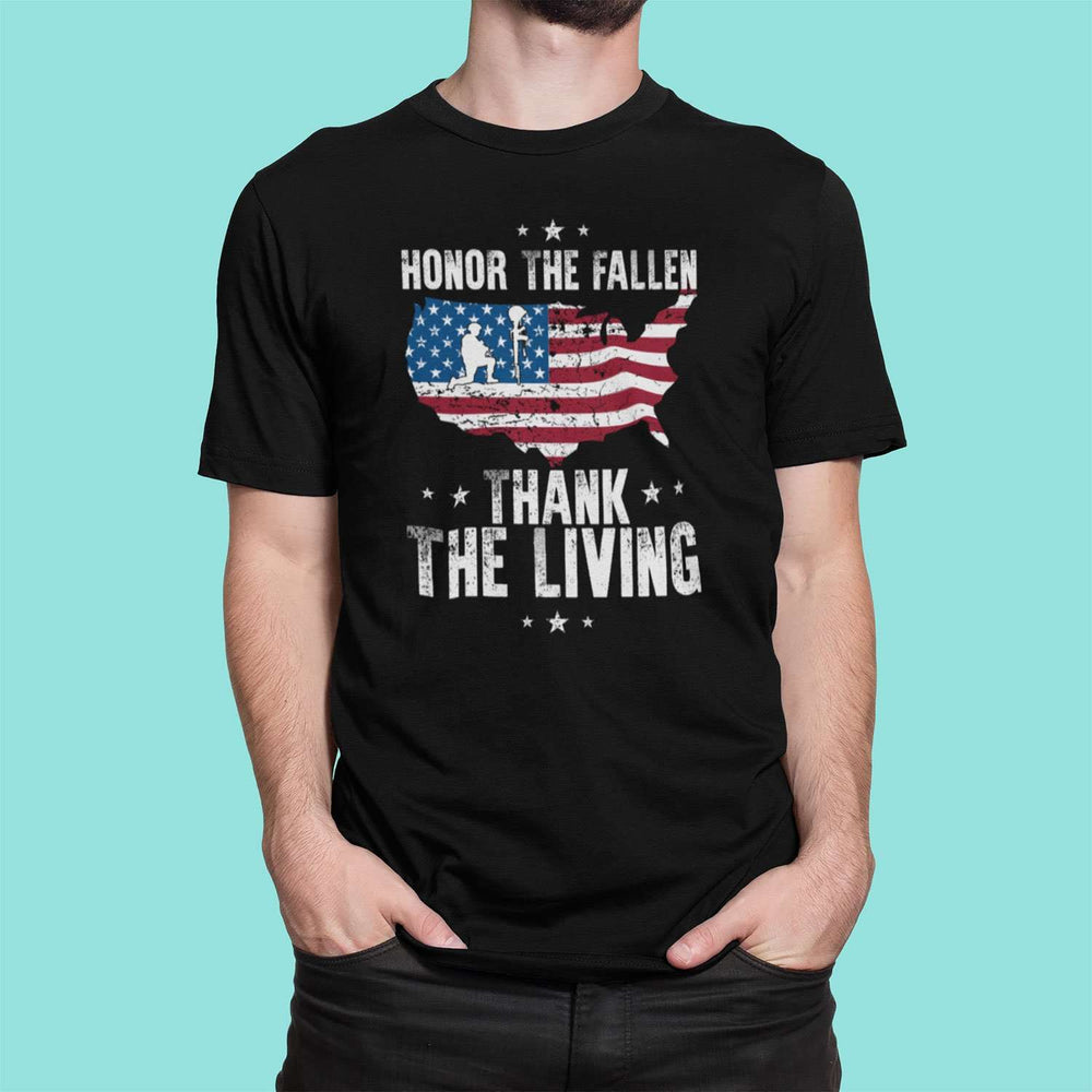 Designs by MyUtopia Shout Out:Honor The Fallen Thank The Living Memorial Day Unisex Jersey Short-Sleeve T-Shirt