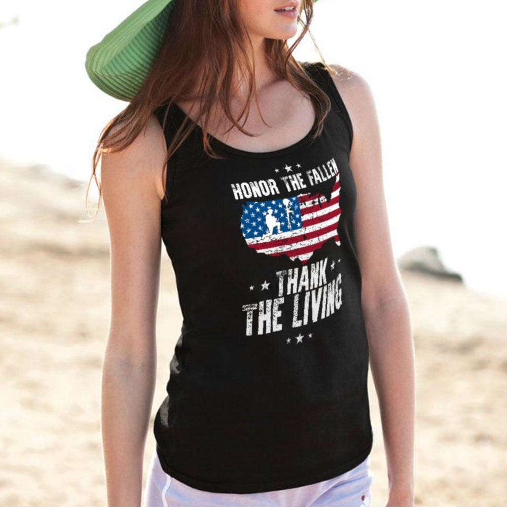 Designs by MyUtopia Shout Out:Honor The Fallen Thank The Living Memorial Day Unisex Tank