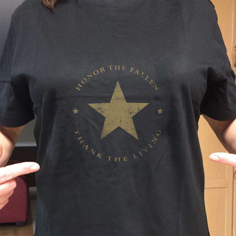 Designs by MyUtopia Shout Out:Honor The Fallen Thank The Living Star Adult Unisex T-Shirt