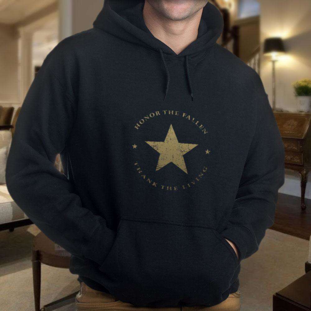 Designs by MyUtopia Shout Out:Honor The Fallen Thank The Living Star Core Fleece Pullover Hoodie