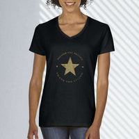 Load image into Gallery viewer, Designs by MyUtopia Shout Out:Honor The Fallen Thank The Living Star Ladies&#39; V-Neck T-Shirt
