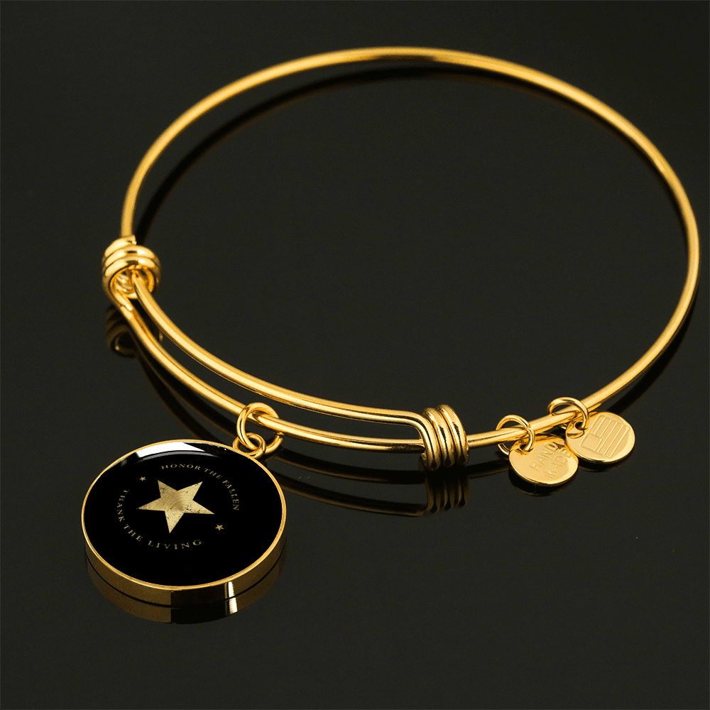 Designs by MyUtopia Shout Out:Honor The Fallen Thank The Living Star Personalized Engravable Keepsake Bangle Bracelet,Gold / No,Wire Bracelet