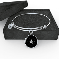 Load image into Gallery viewer, Designs by MyUtopia Shout Out:Honor The Fallen Thank The Living Star Personalized Engravable Keepsake Bangle Bracelet,Silver / No,Wire Bracelet
