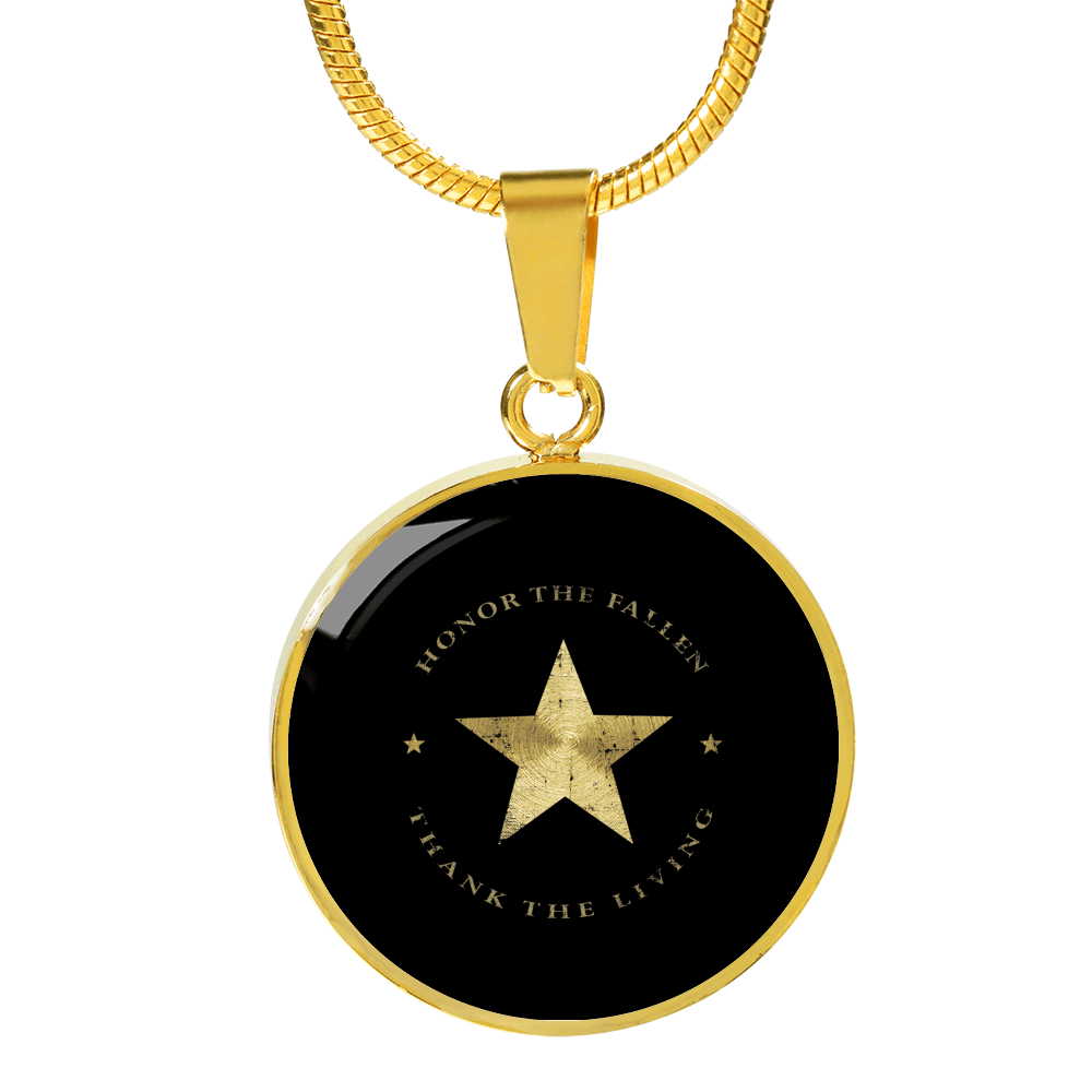 Designs by MyUtopia Shout Out:Honor The Fallen Thank The Living Star Personalized Engravable Keepsake Necklace,Gold / No,Necklace